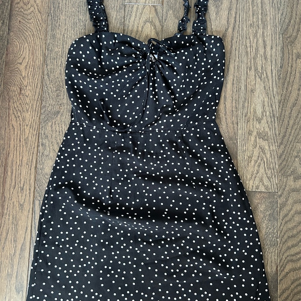 Princess Polly White Polka Dot Black Summer Mini Dress